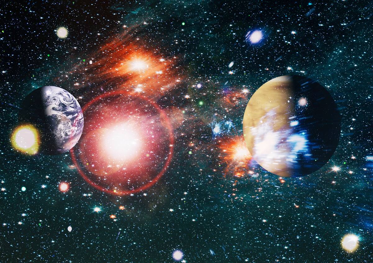 Papier peint un ciel étoilé par une nuit brumeuse