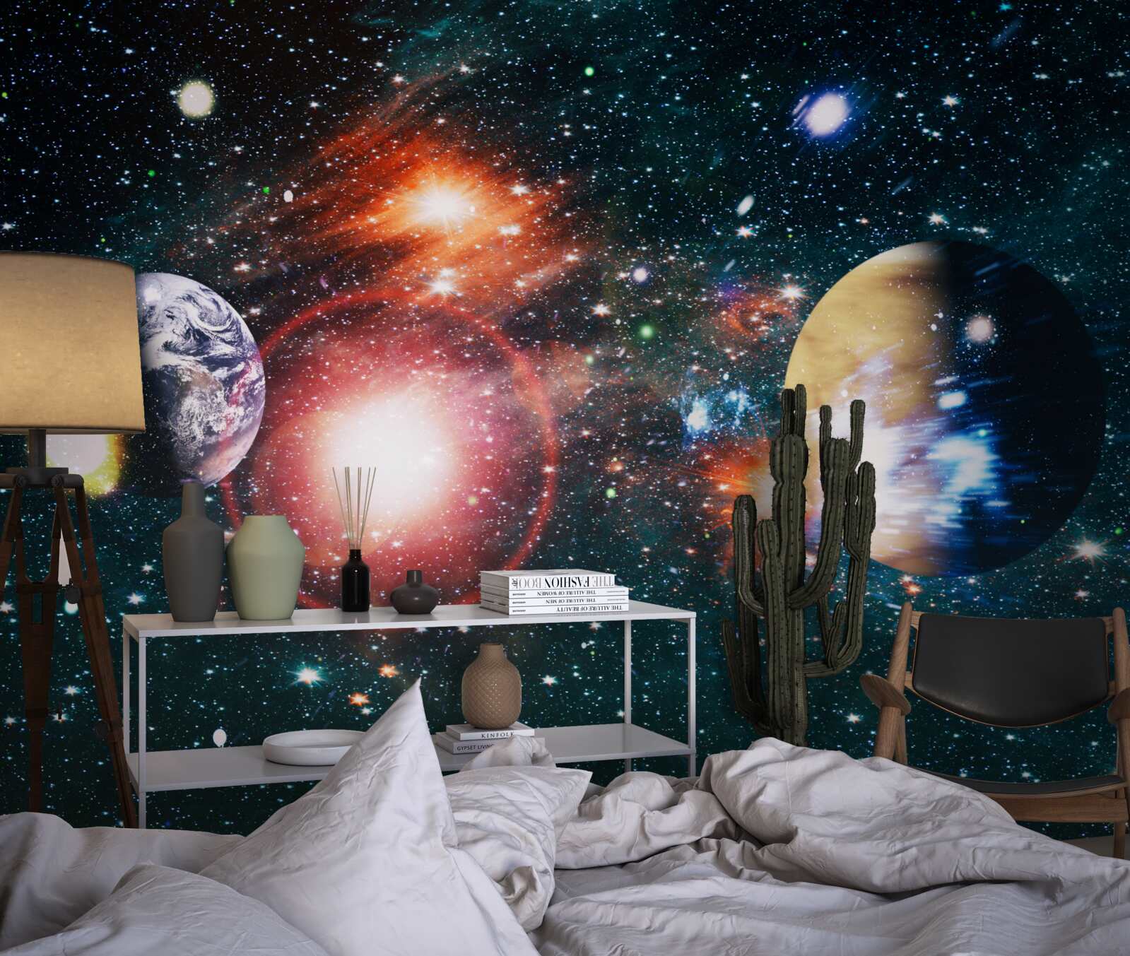 Papier peint un ciel étoilé par une nuit brumeuse