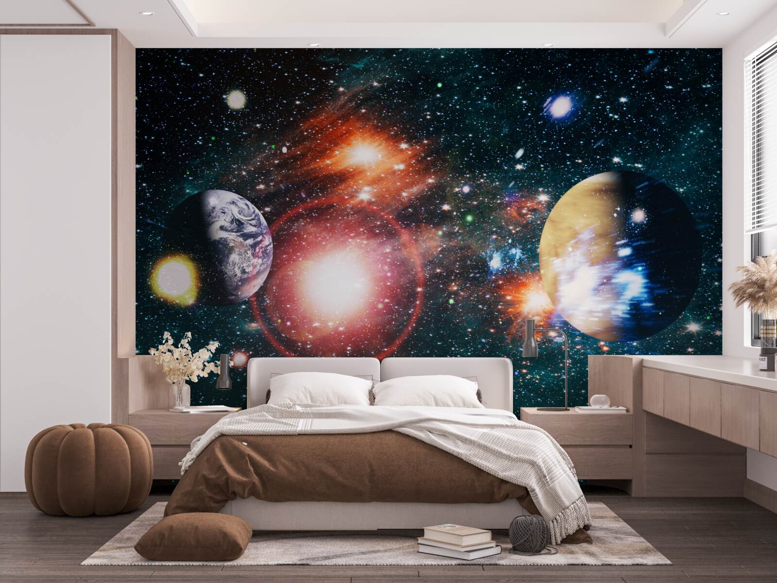 Papier peint un ciel étoilé par une nuit brumeuse