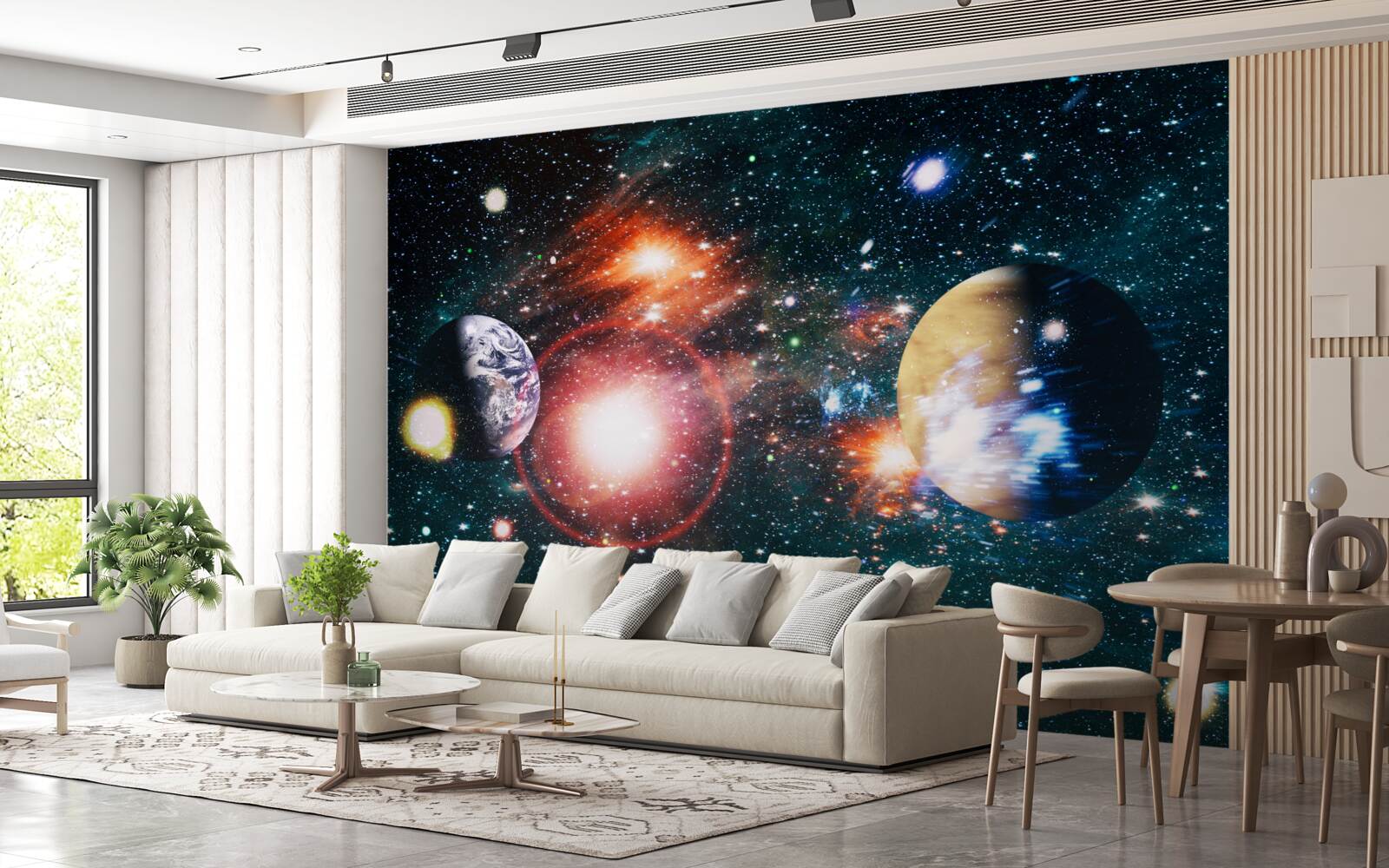 Papier peint un ciel étoilé par une nuit brumeuse