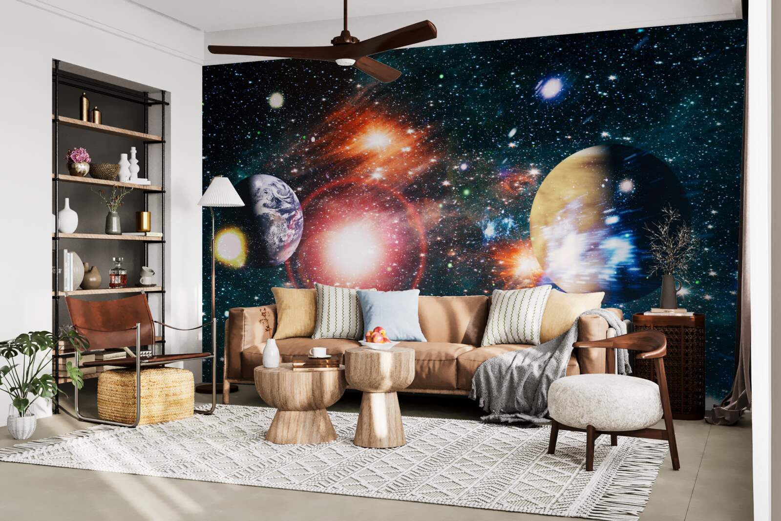 Papier peint un ciel étoilé par une nuit brumeuse