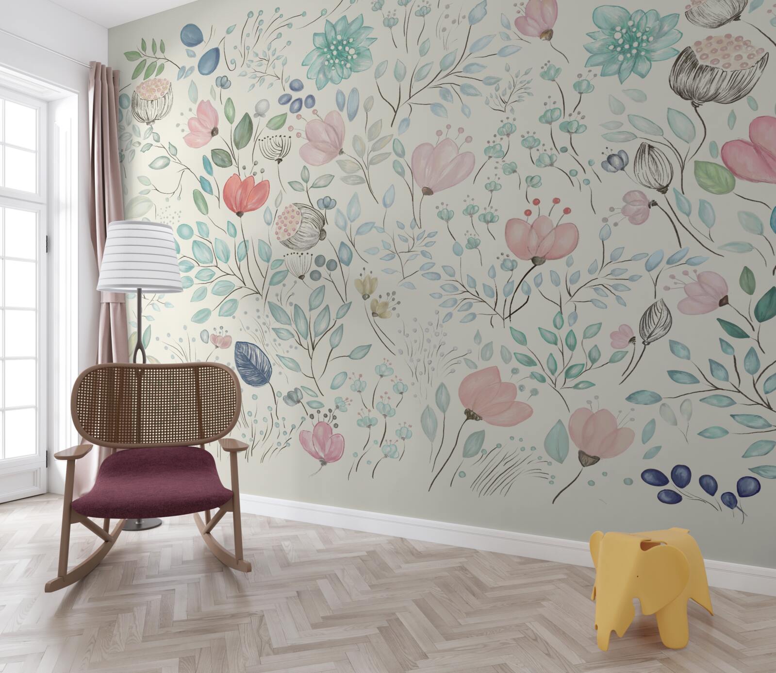 Papier peint petits bourgeons délicats