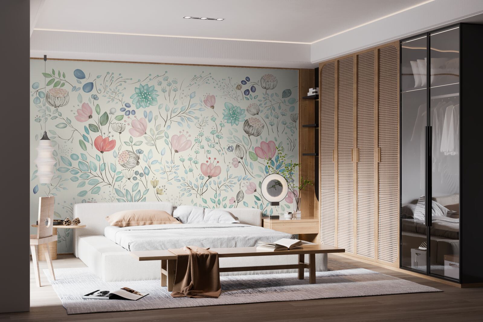 Papier peint petits bourgeons délicats