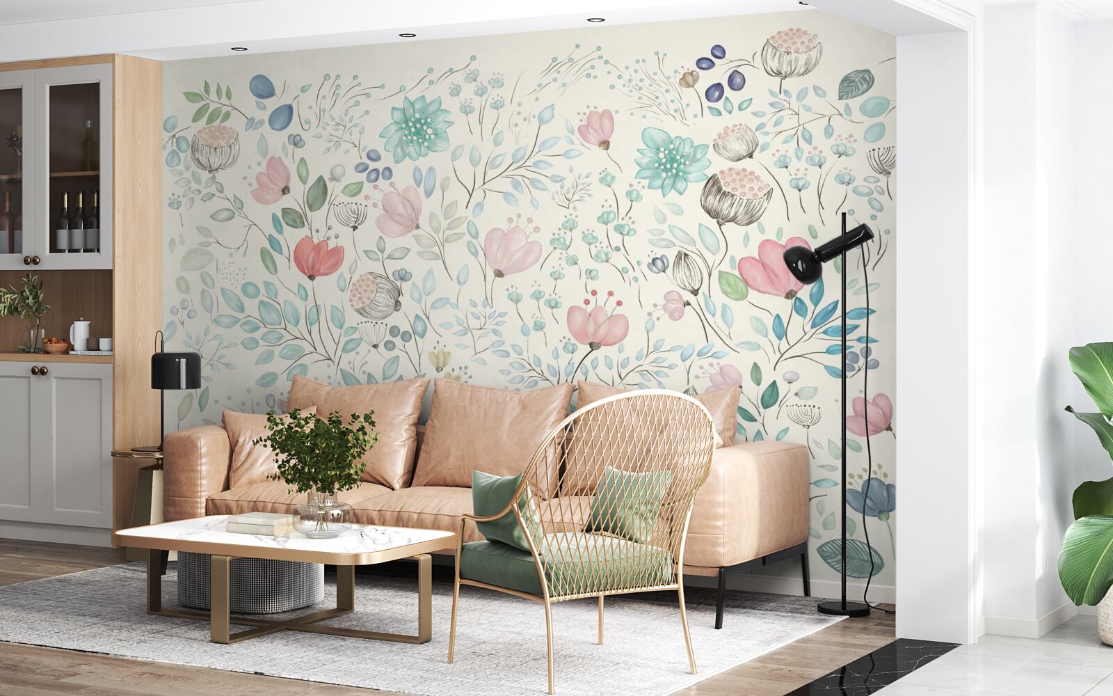 Papier peint petits bourgeons délicats