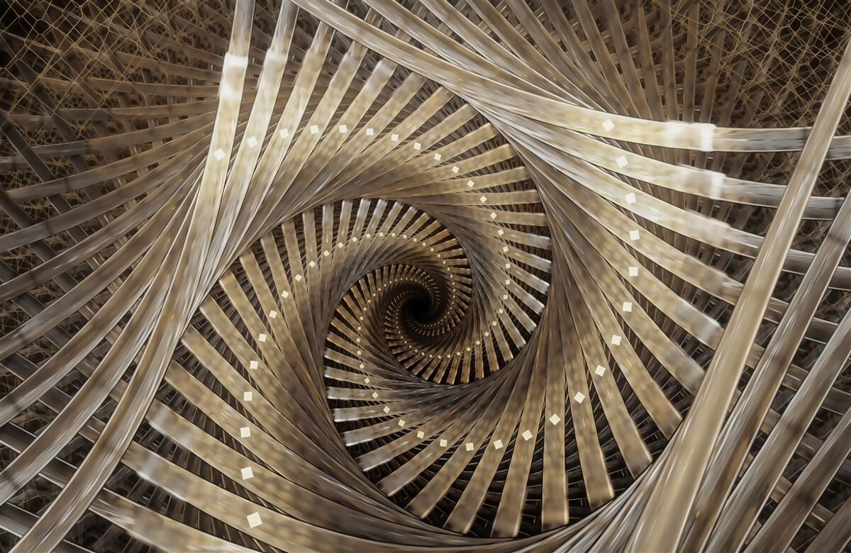 Papier peint l'escalier circulaire est visible dans la perspective