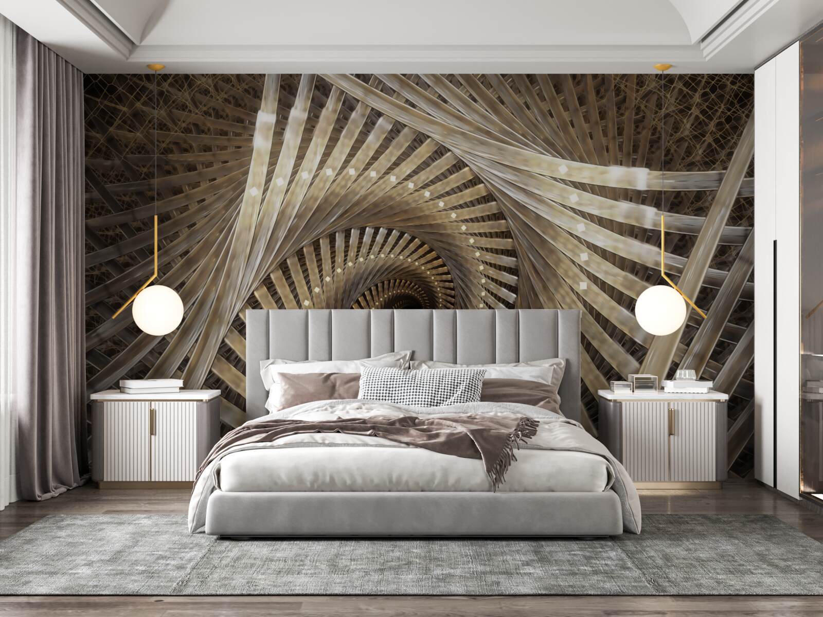 Papier peint l'escalier circulaire est visible dans la perspective