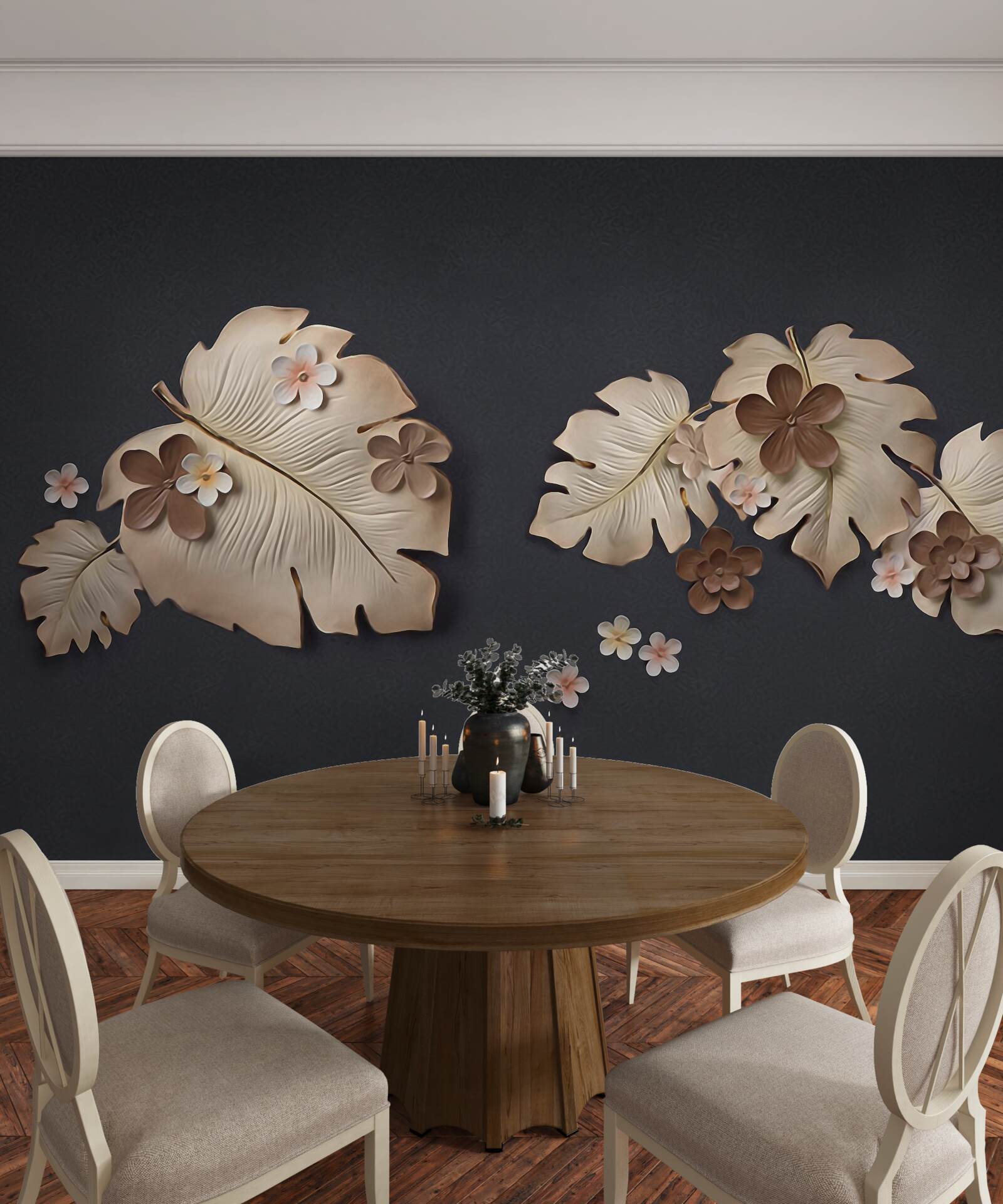 Papier peint composition des feuilles brunes