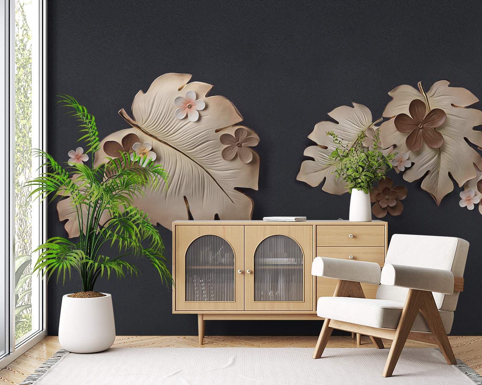 Papier peint composition des feuilles brunes