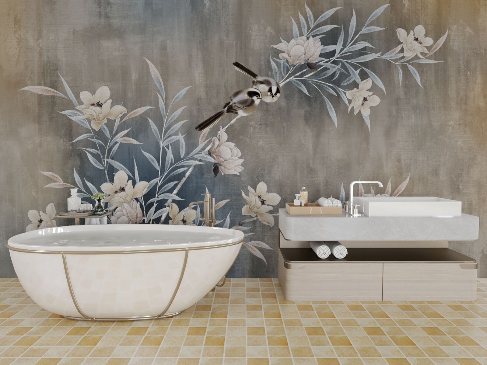 Papier peint fleurs de prairie d'automne