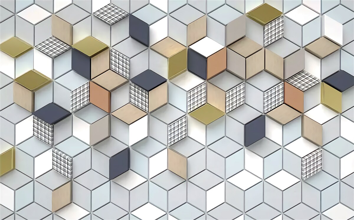 Papier peint formes volumétriques cubiques