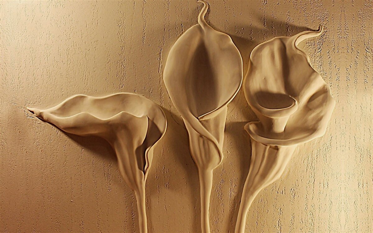 Papier peint calla lilies made in sand on the wall
