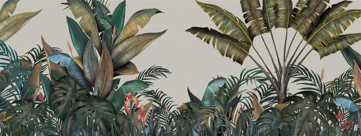 Papier peint fougère sous l'averse