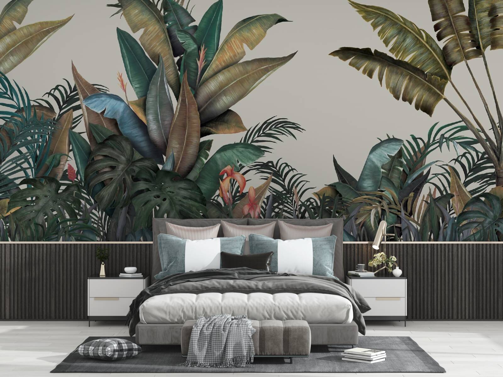 Papier peint fougère sous l'averse