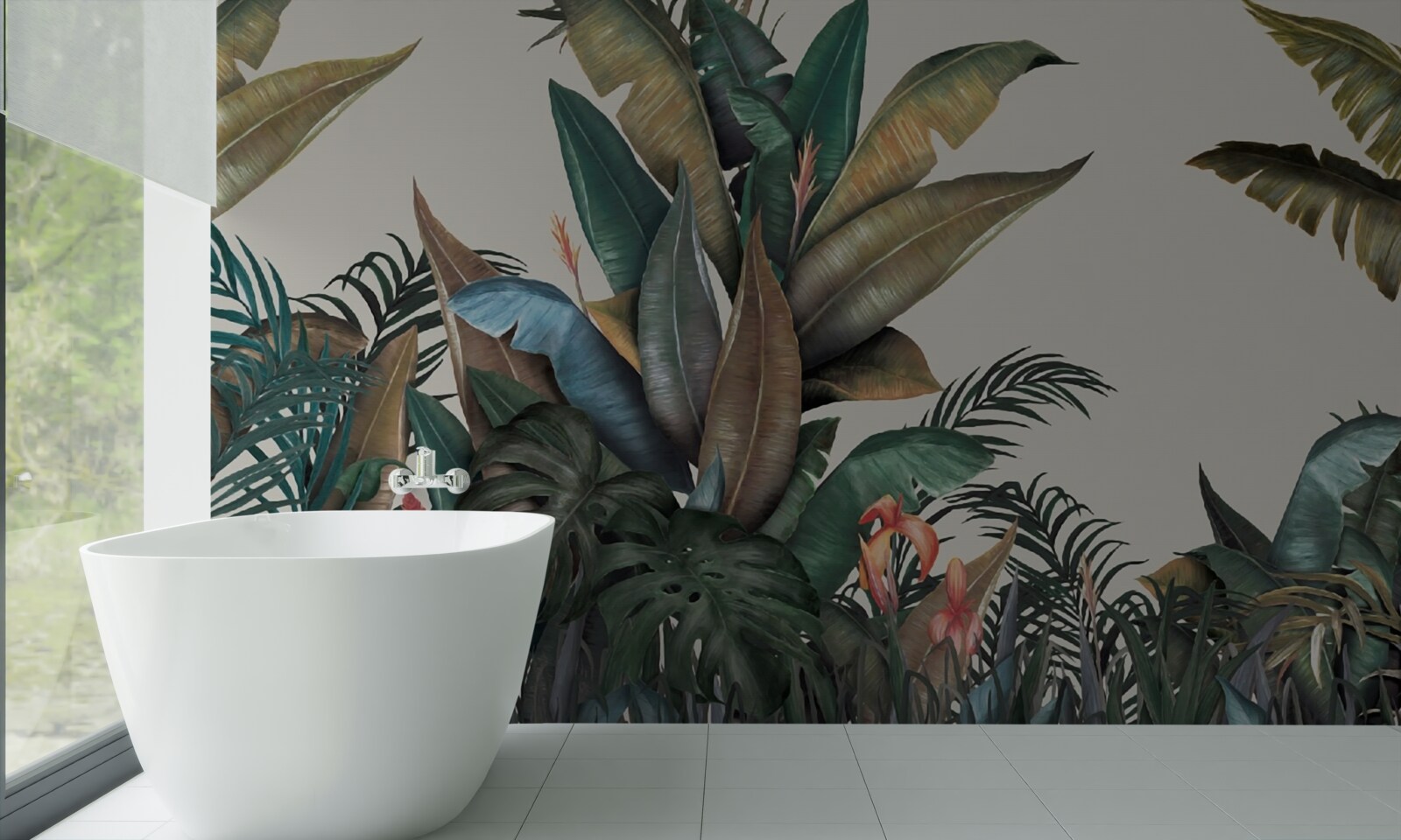 Papier peint fougère sous l'averse