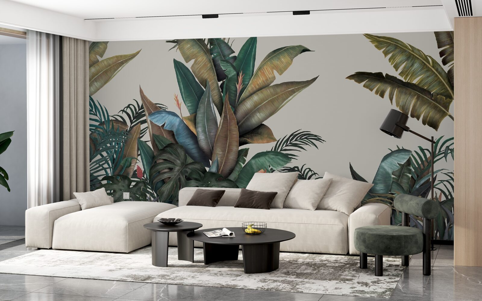 Papier peint fougère sous l'averse