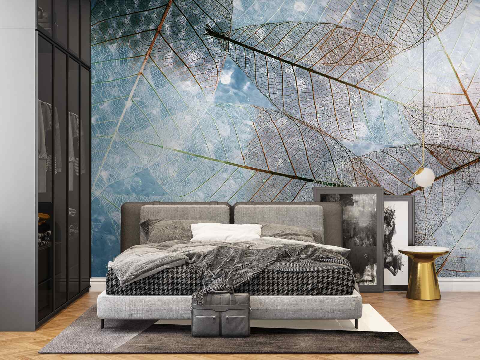 Papier peint feuilles transparentes contre le ciel