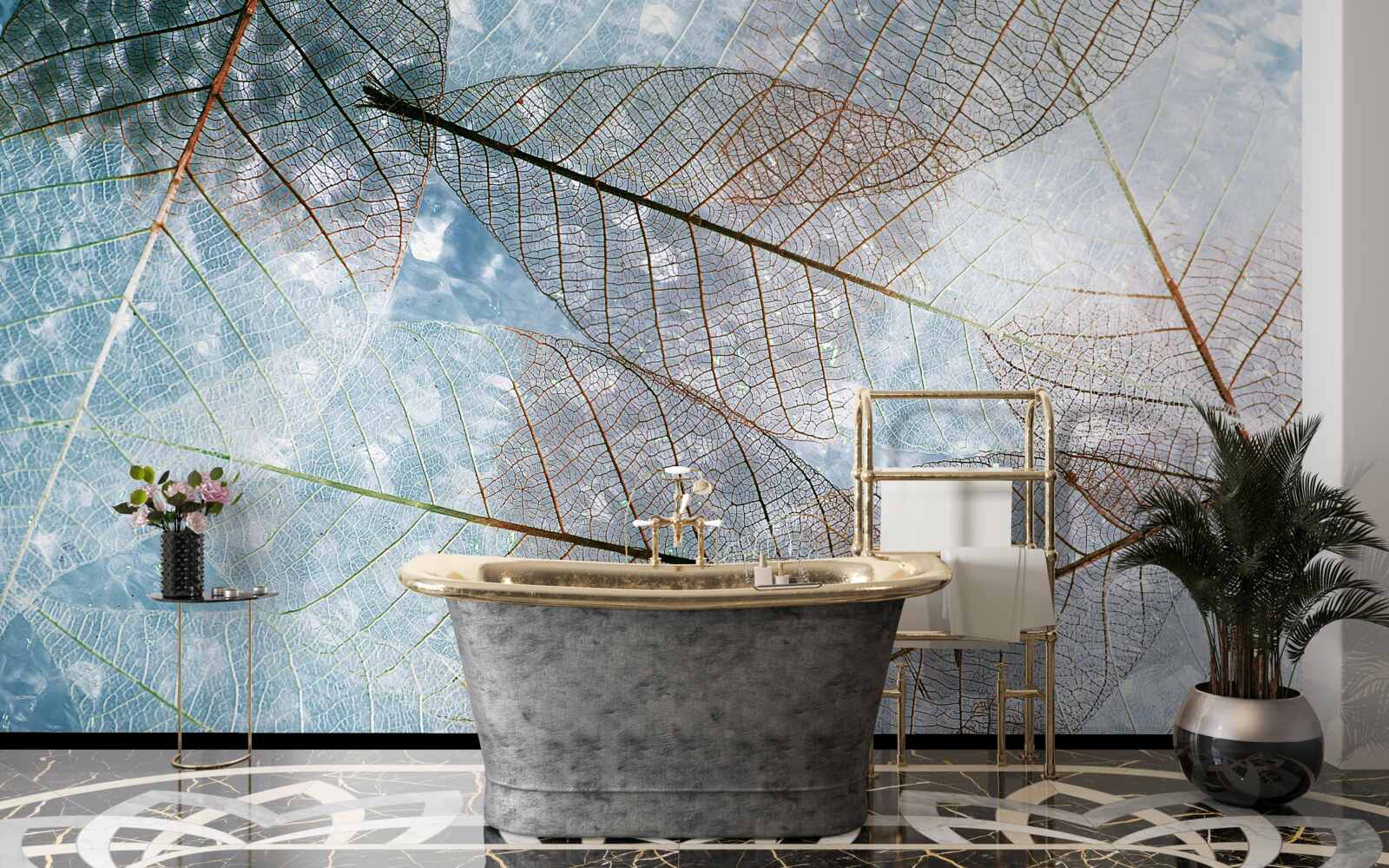 Papier peint feuilles transparentes contre le ciel