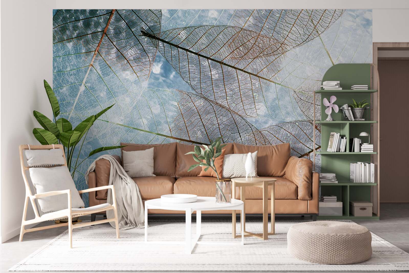 Papier peint feuilles transparentes contre le ciel