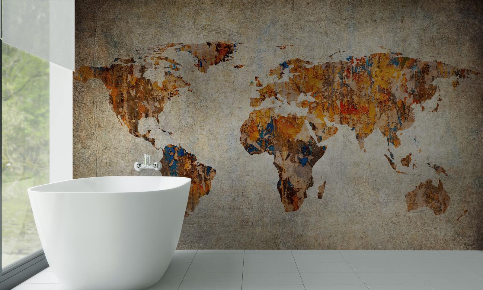 Papier peint une toile représentant le monde en style grunge