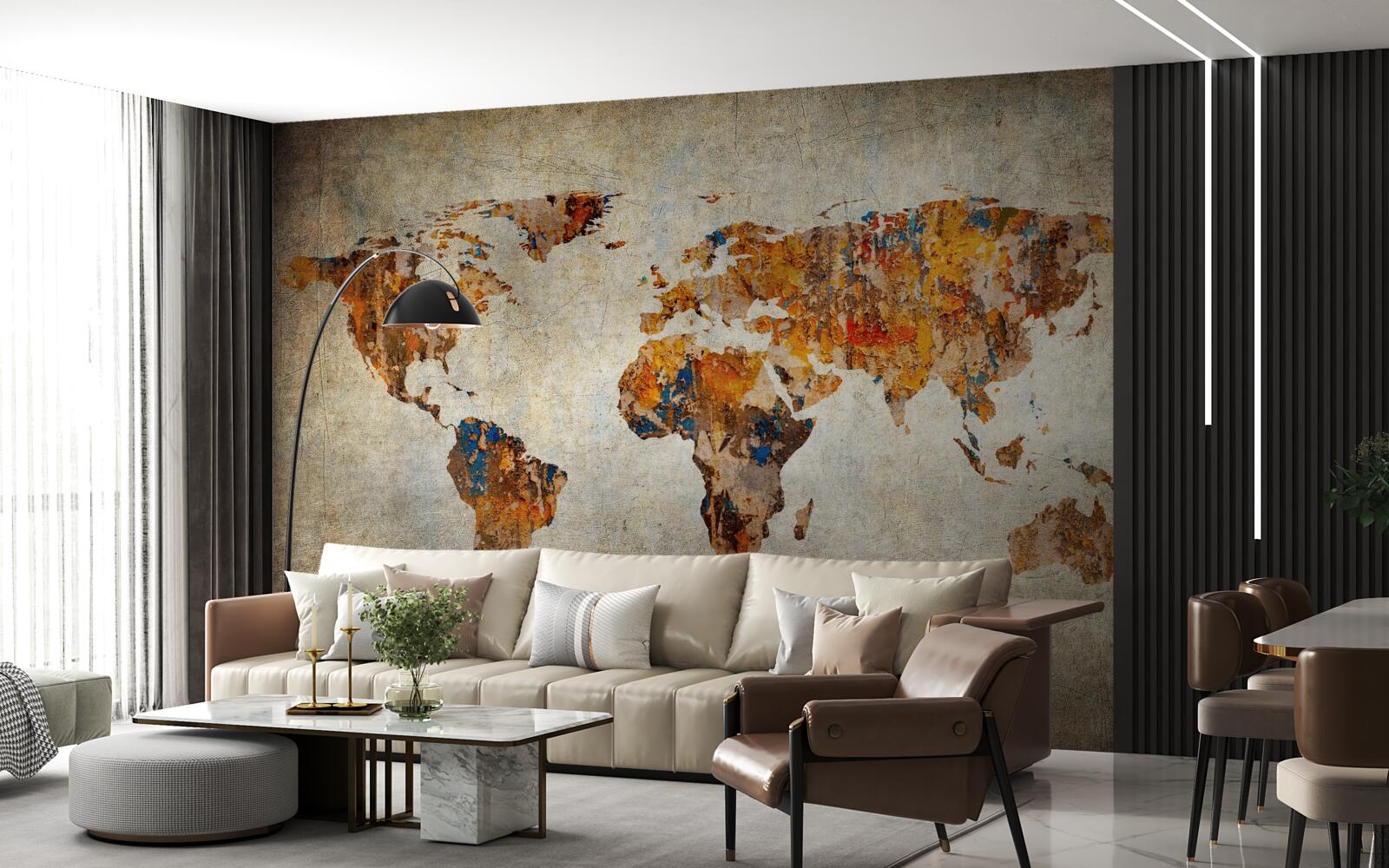 Papier peint une toile représentant le monde en style grunge