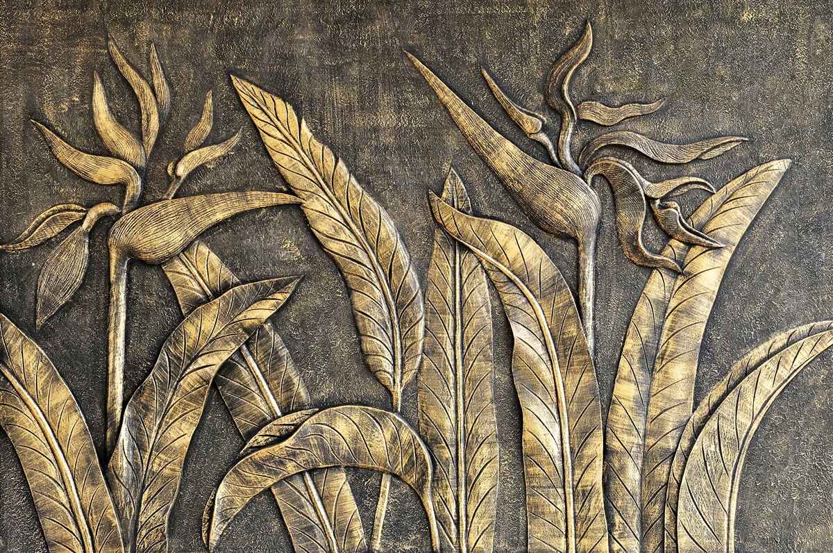 Papier peint Textures de la flore tropicale dans les tons bruns