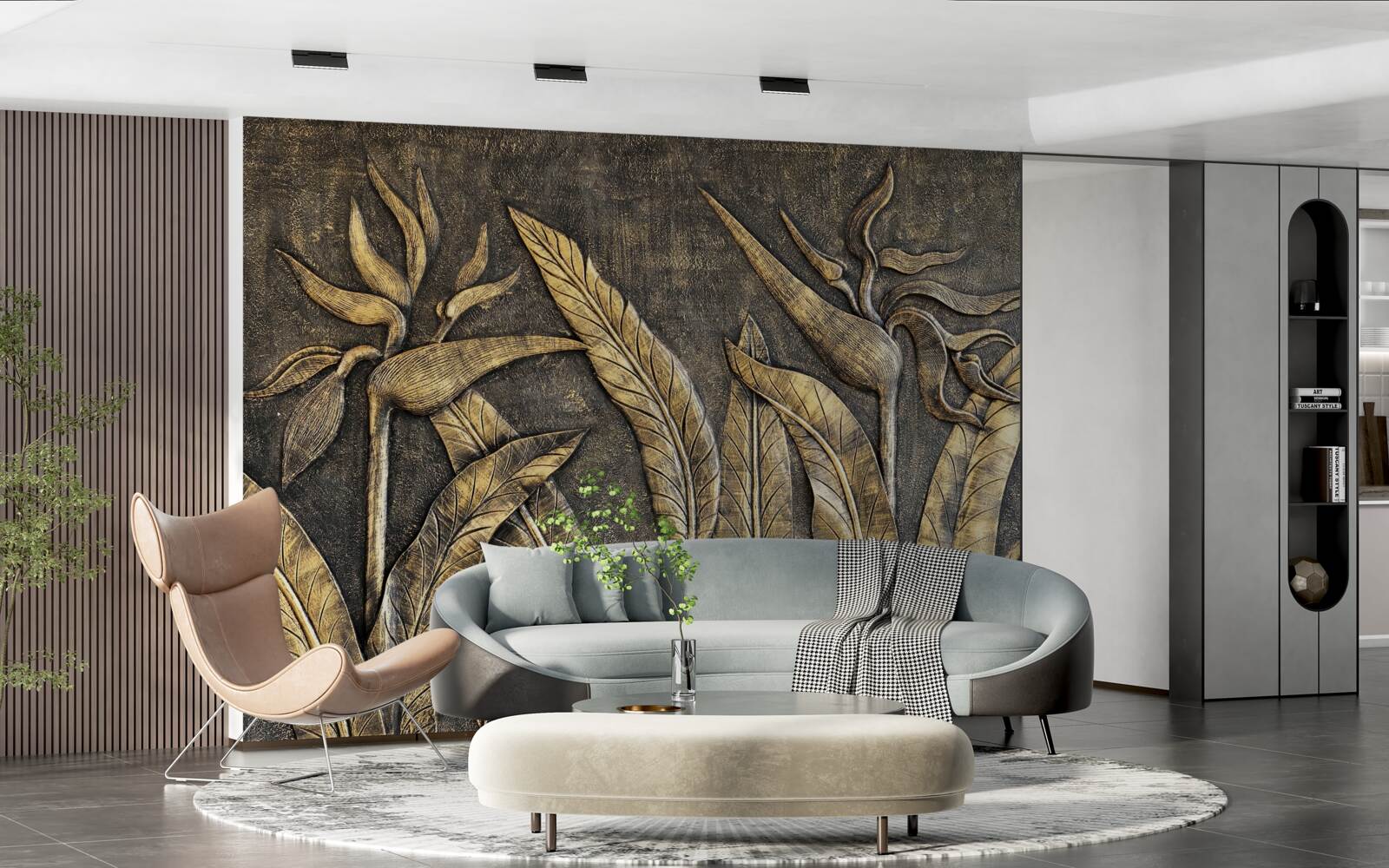 Papier peint Textures de la flore tropicale dans les tons bruns