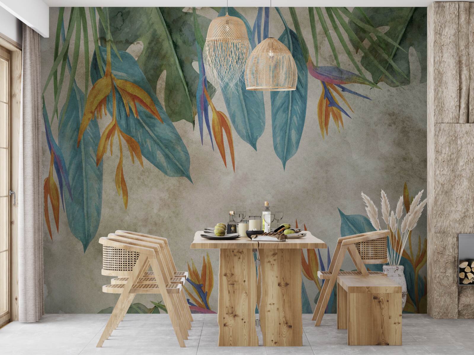 Papier peint feuilles tropicales d'aspect inhabituel