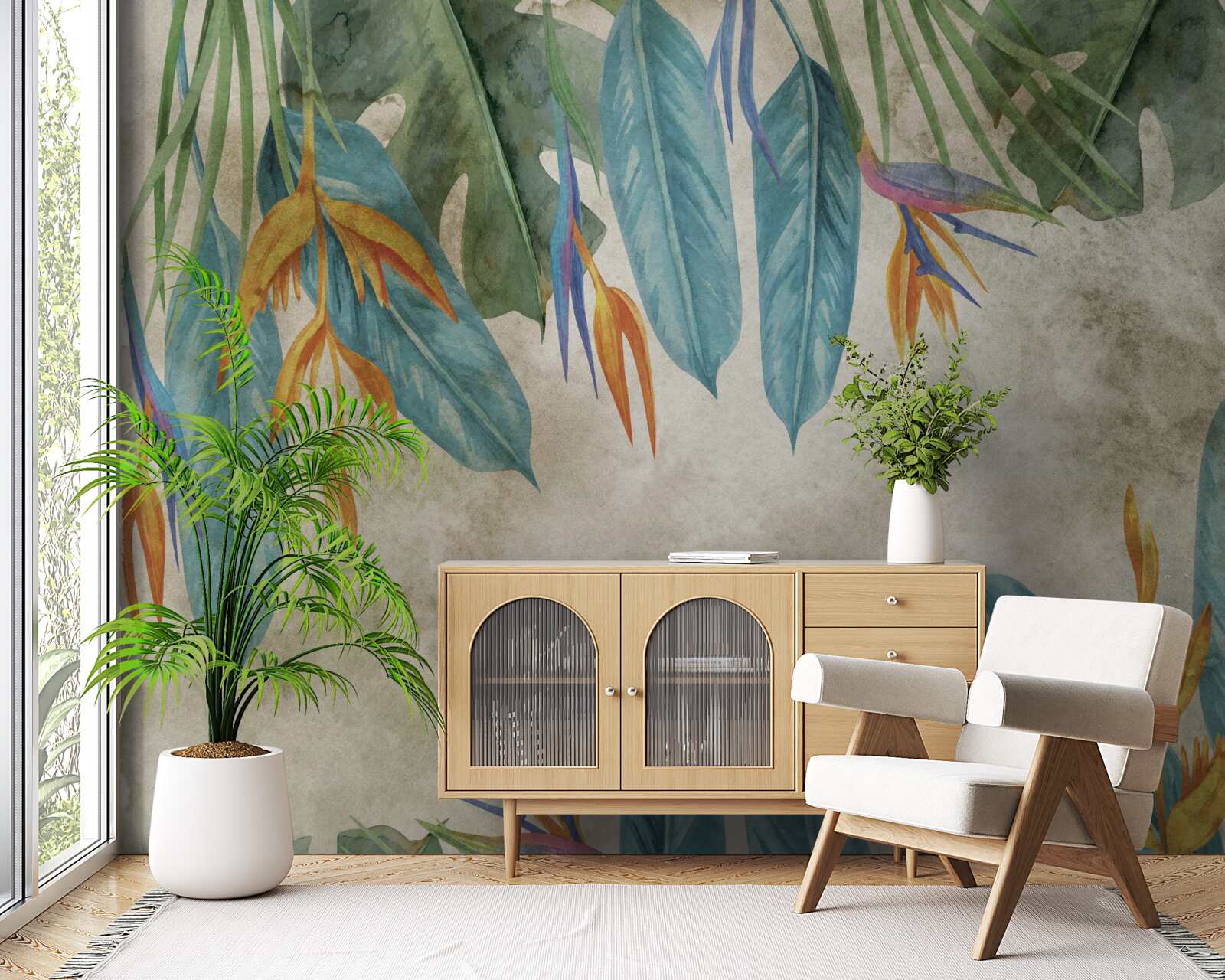 Papier peint feuilles tropicales d'aspect inhabituel