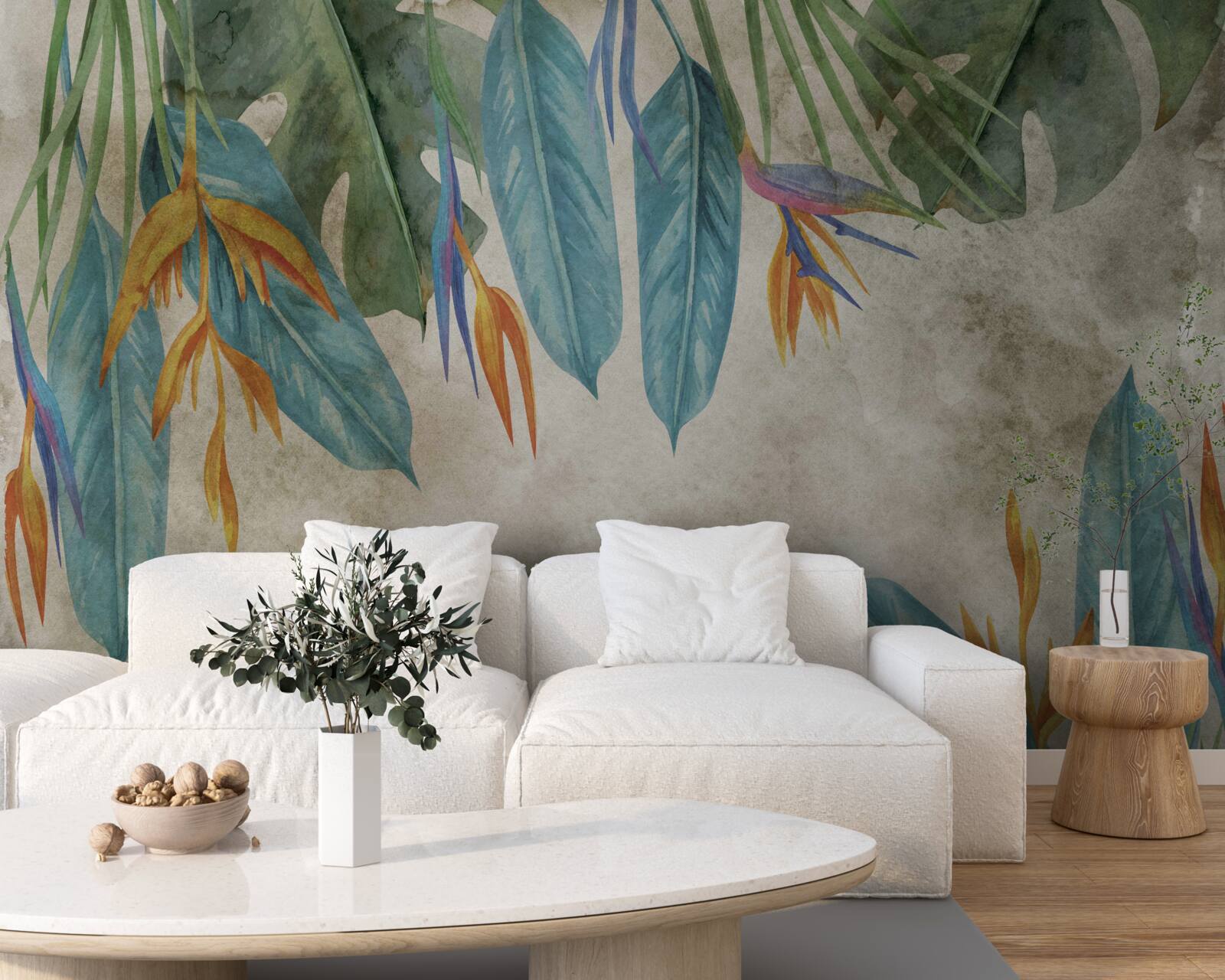 Papier peint feuilles tropicales d'aspect inhabituel