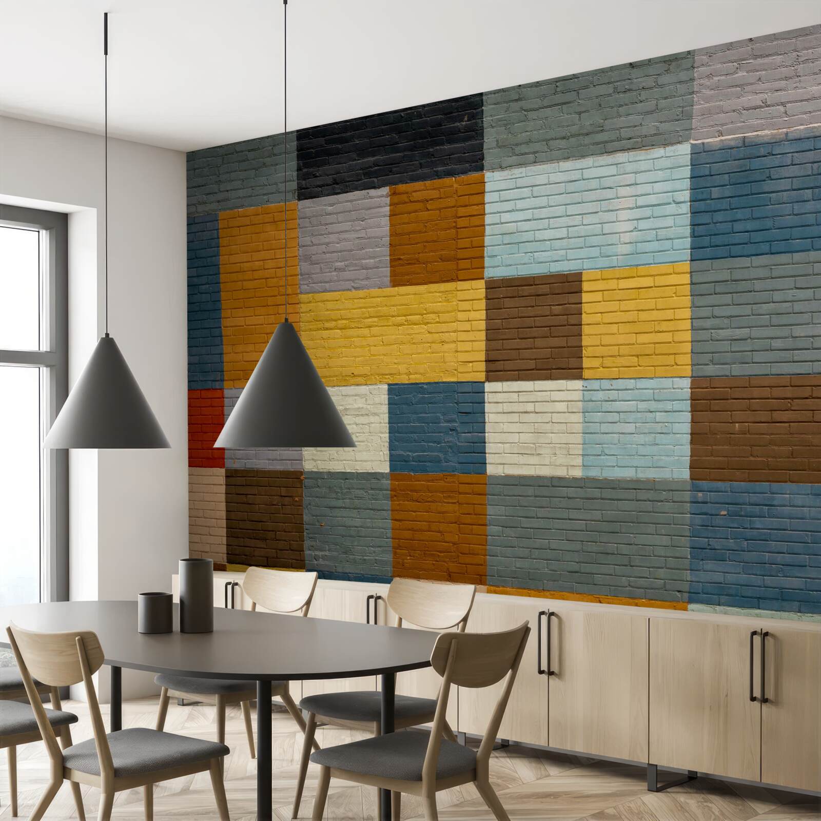 Papier peint formes rectangulaires en couleur