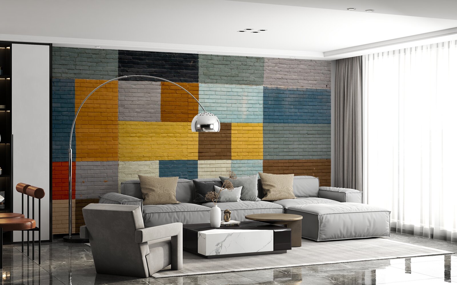 Papier peint formes rectangulaires en couleur