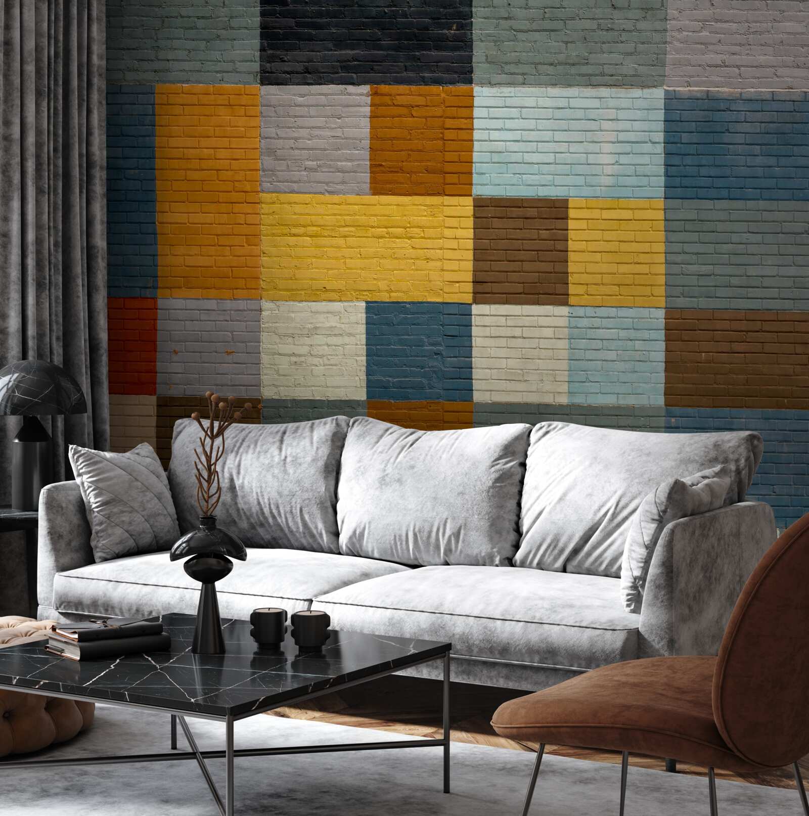 Papier peint formes rectangulaires en couleur