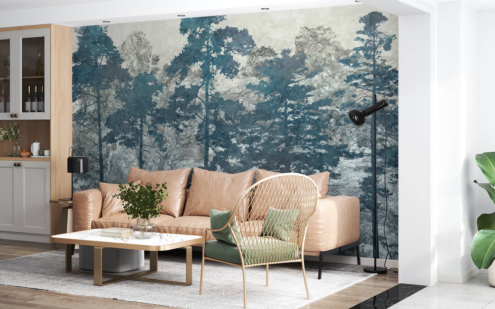 Papier peint les couronnes et les cimes des arbres avec des feuilles