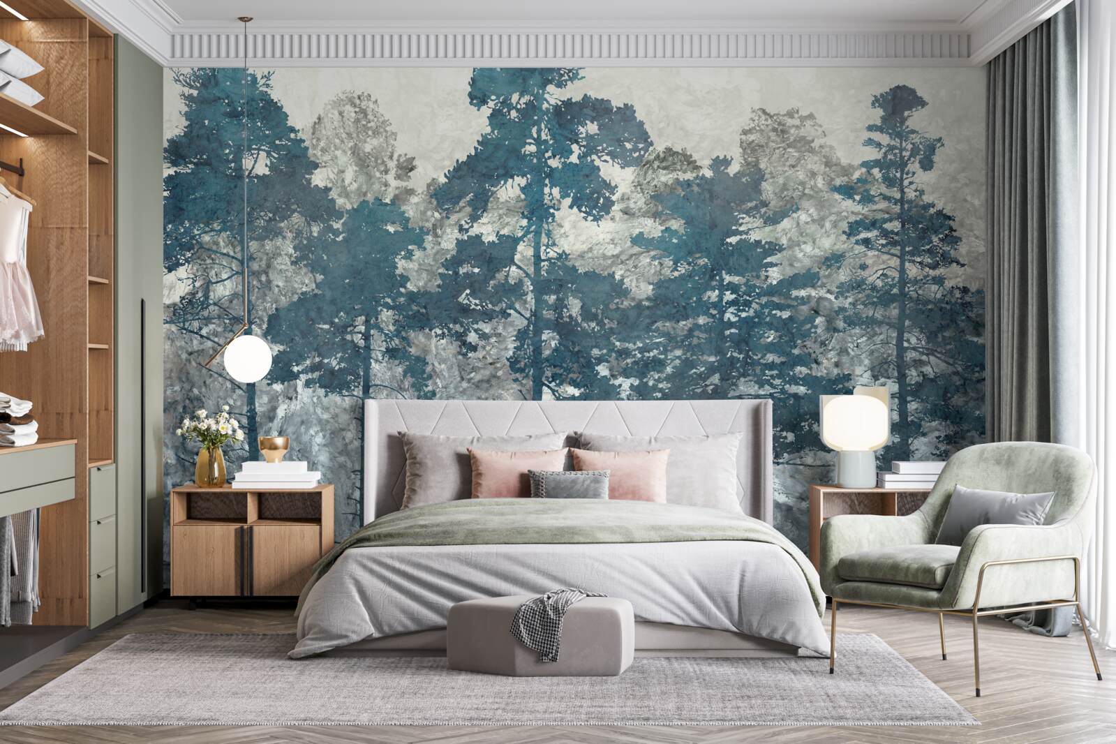 Papier peint les couronnes et les cimes des arbres avec des feuilles