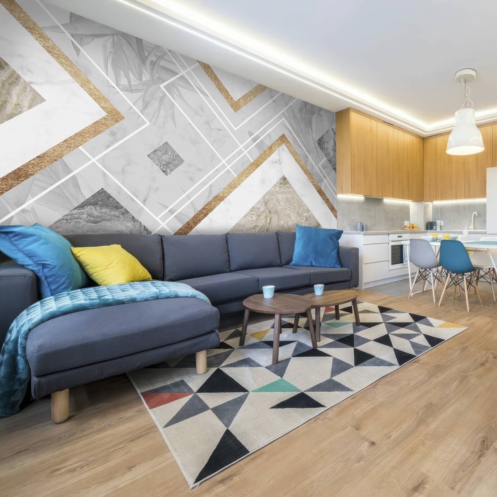 Papier peint lignes rectangulaires sur marbre