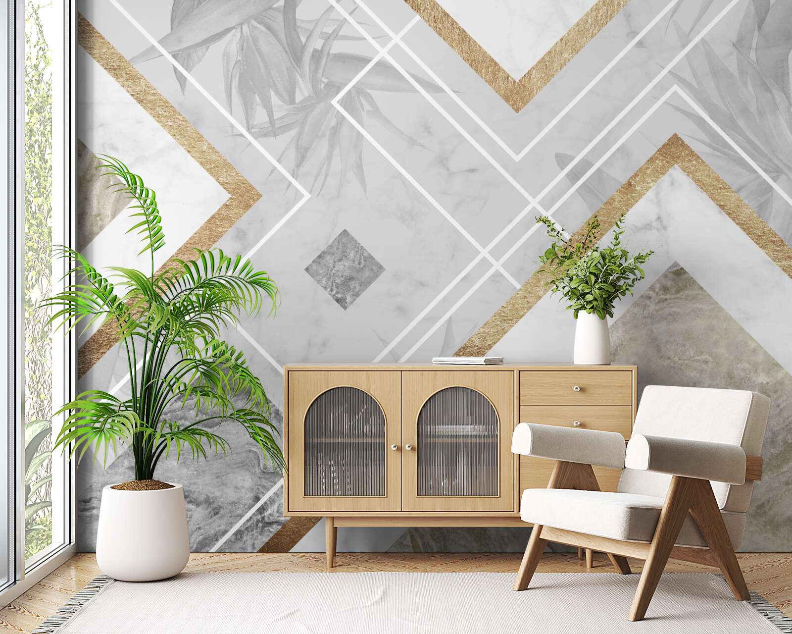 Papier peint lignes rectangulaires sur marbre