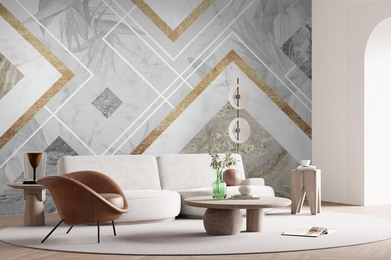 Papier peint lignes rectangulaires sur marbre