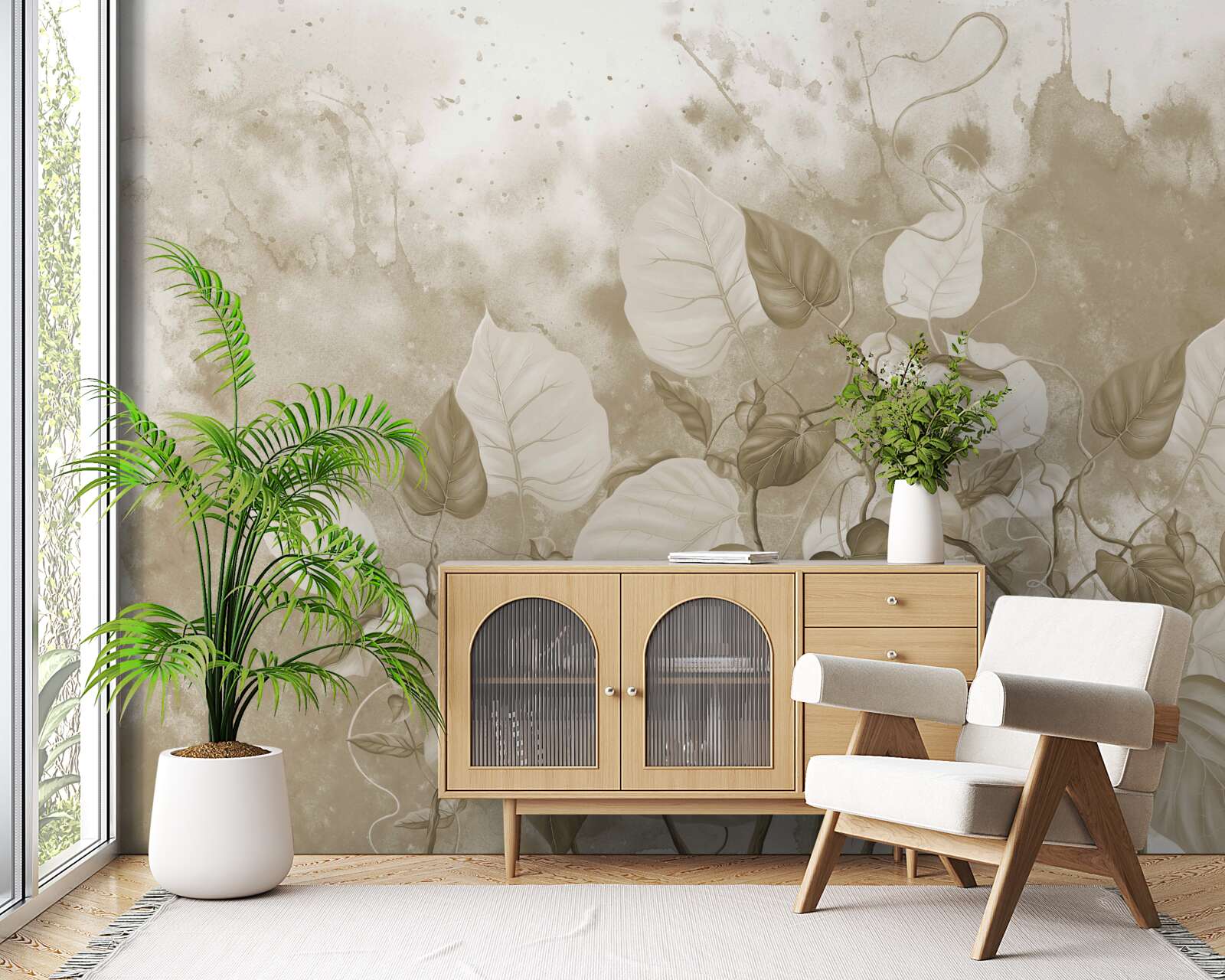 Papier peint le matin dans la prairie est enveloppé de brume