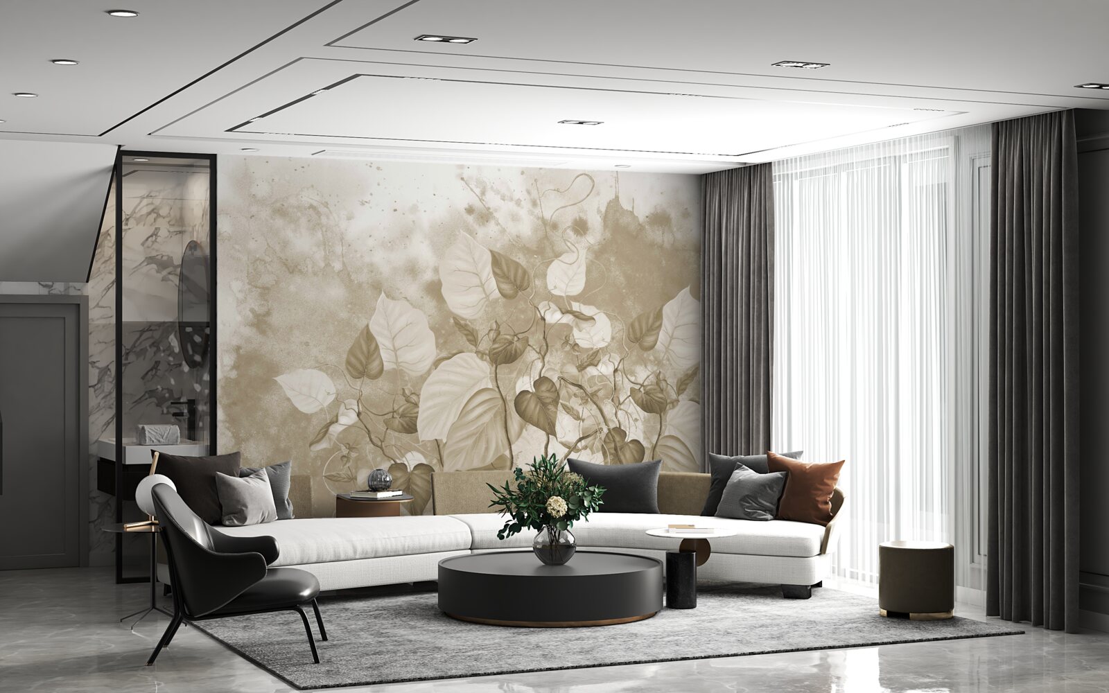 Papier peint le matin dans la prairie est enveloppé de brume