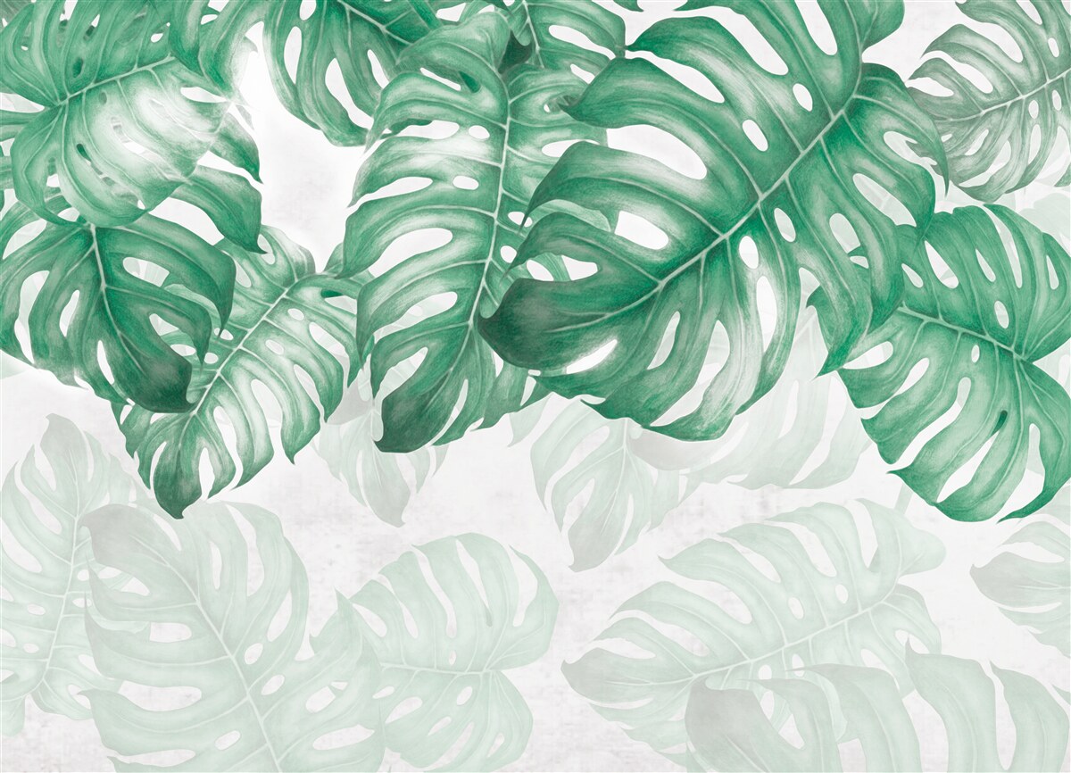 Papier peint feuilles de fougère sur fond clair