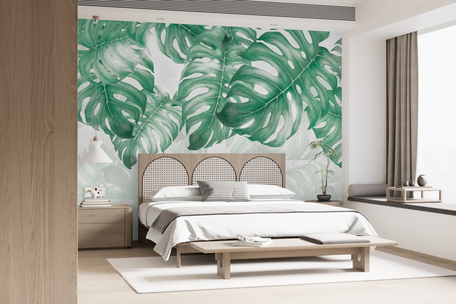 Papier peint feuilles de fougère sur fond clair