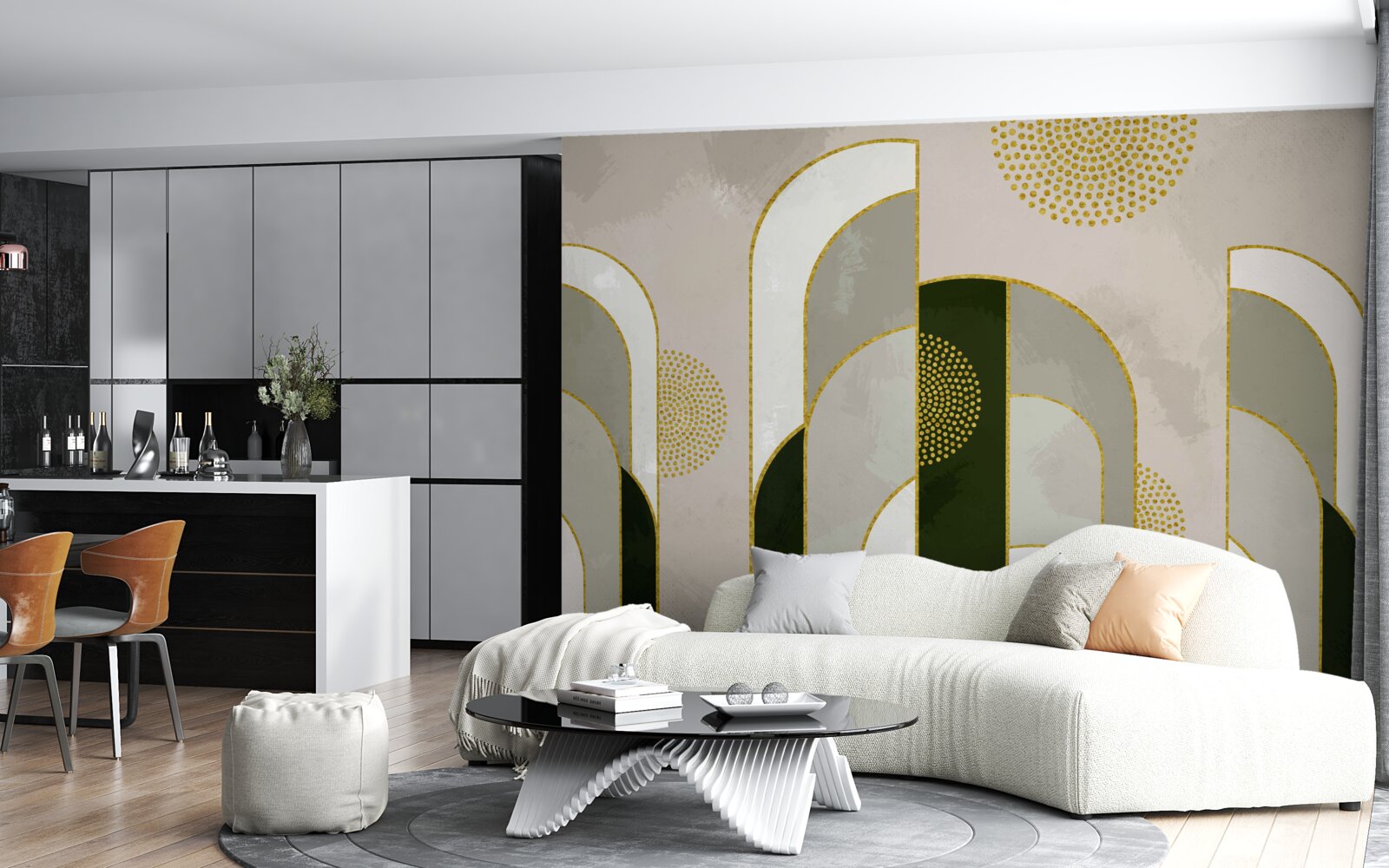 Papier peint Elle brillait au-dessus de l'épais brouillard de la forêt