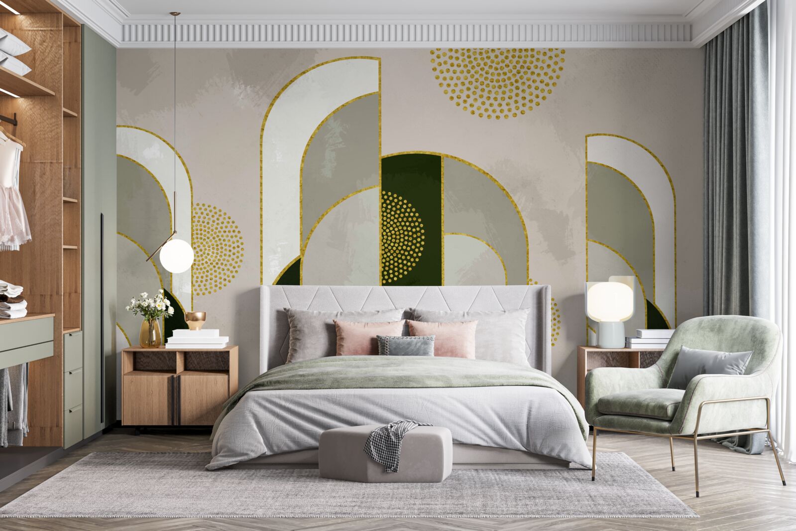 Papier peint Elle brillait au-dessus de l'épais brouillard de la forêt