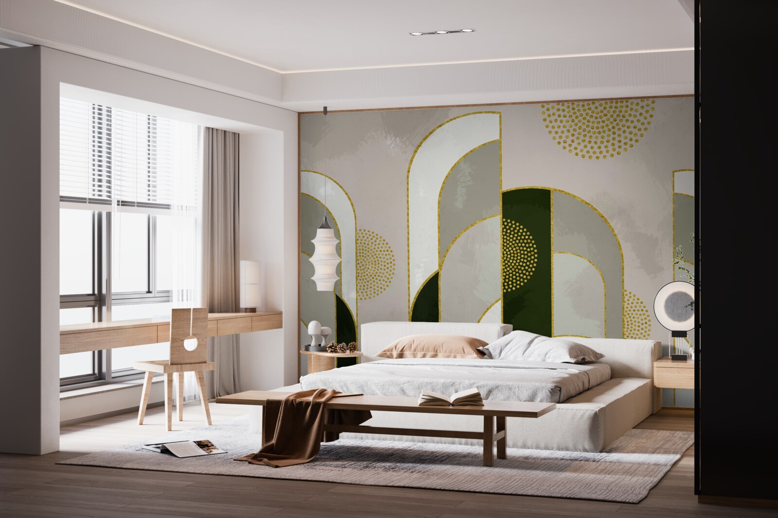 Papier peint Elle brillait au-dessus de l'épais brouillard de la forêt