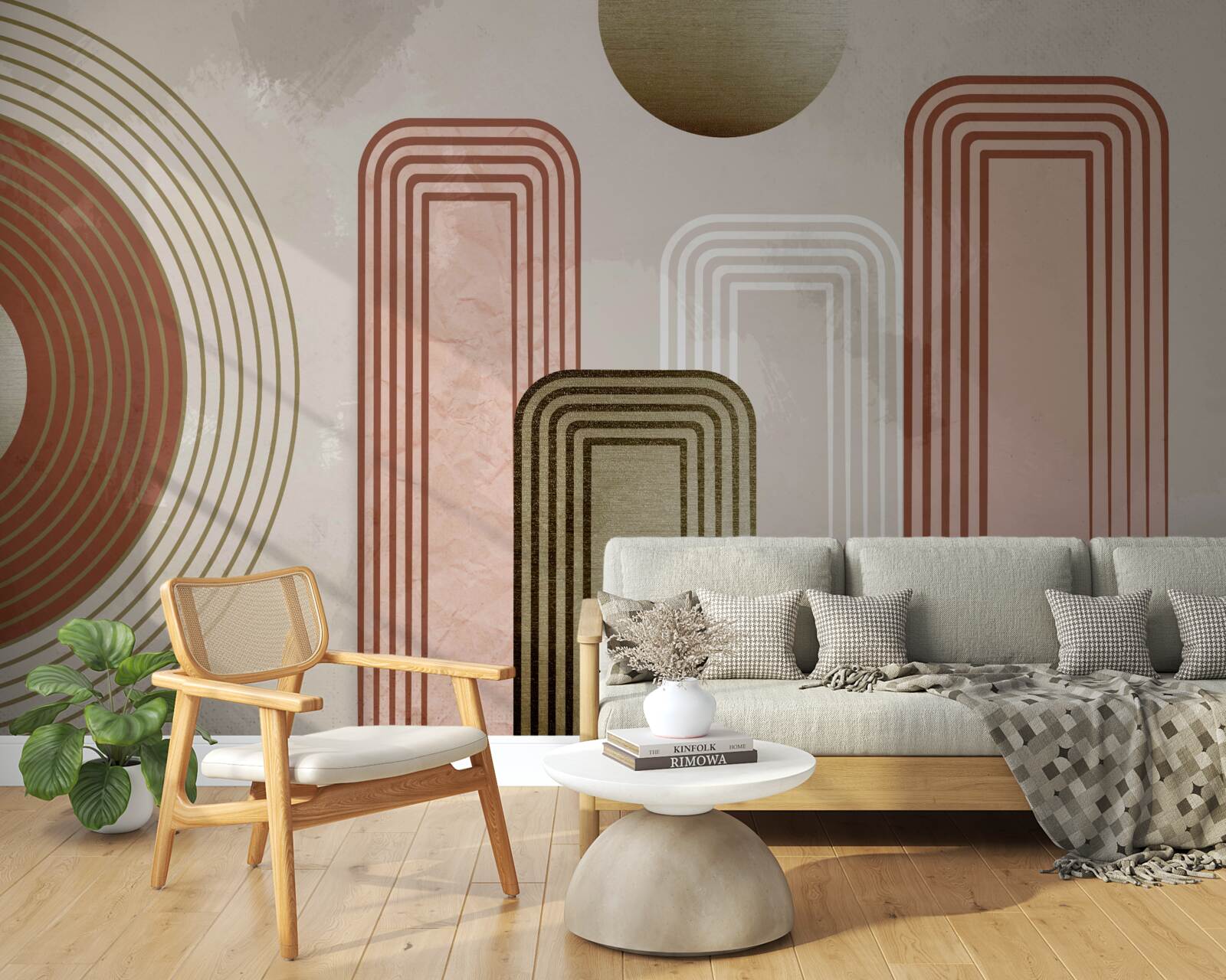 Papier peint les lignes sont rectangulaires, peintes dans des tons pastel doux