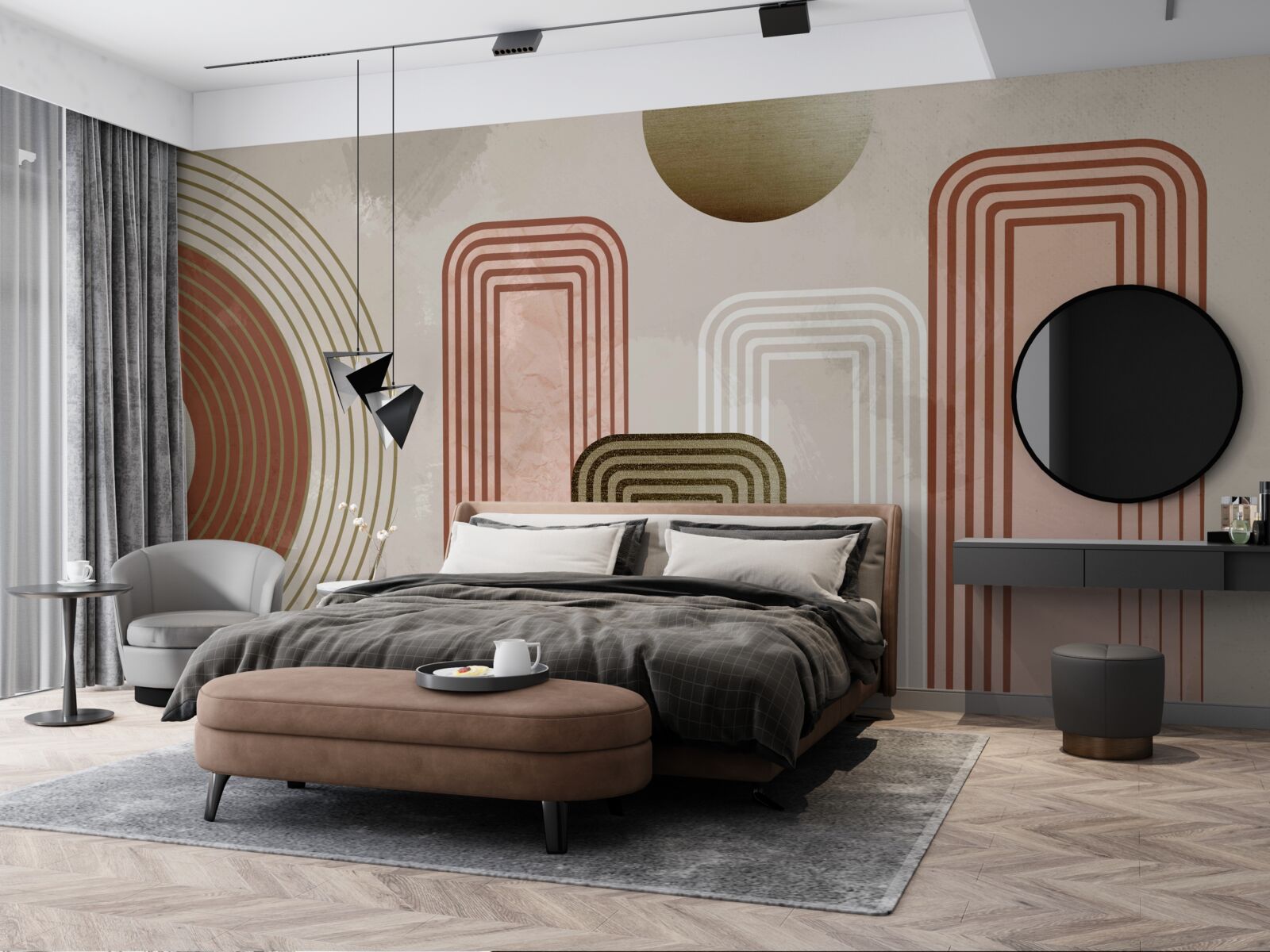 Papier peint les lignes sont rectangulaires, peintes dans des tons pastel doux