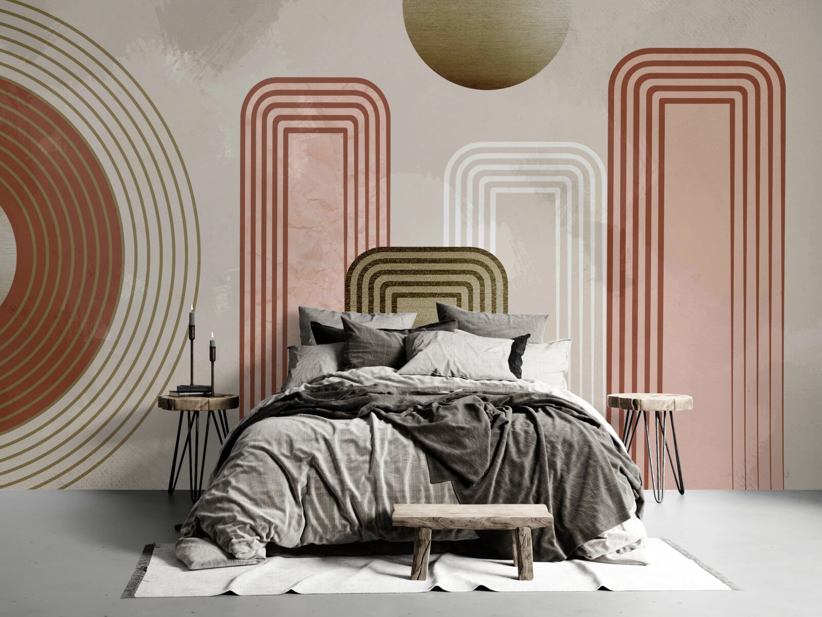 Papier peint les lignes sont rectangulaires, peintes dans des tons pastel doux