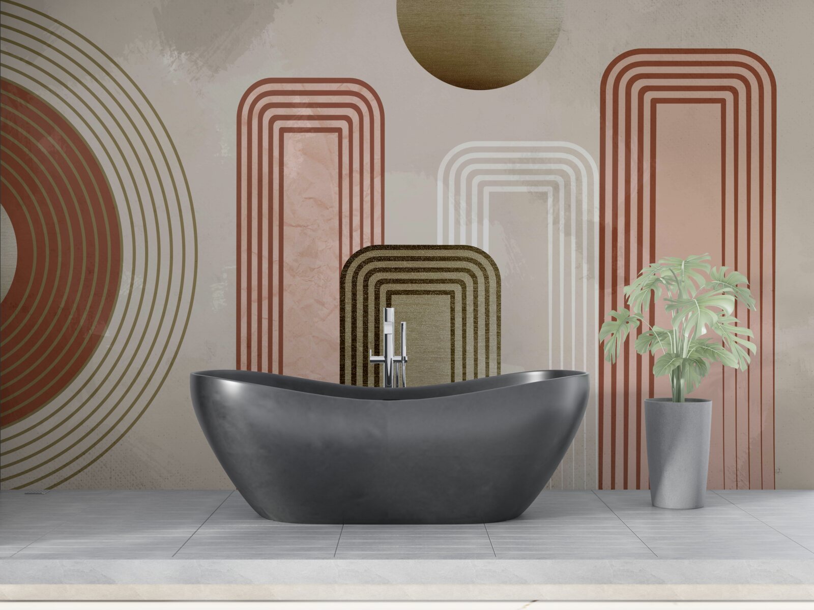 Papier peint les lignes sont rectangulaires, peintes dans des tons pastel doux