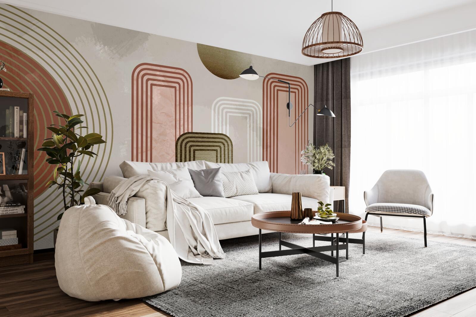 Papier peint les lignes sont rectangulaires, peintes dans des tons pastel doux