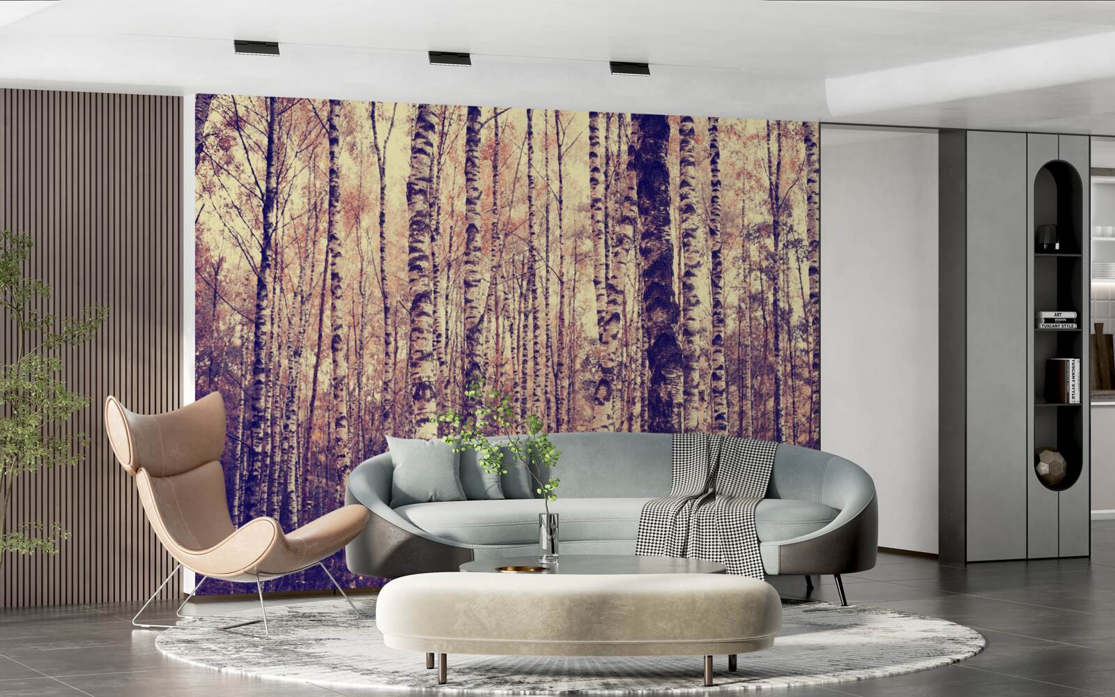 Papier peint élégant birch grove